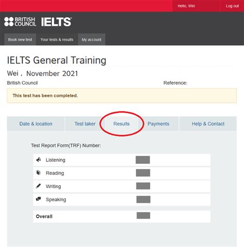 test taker portal ielts result